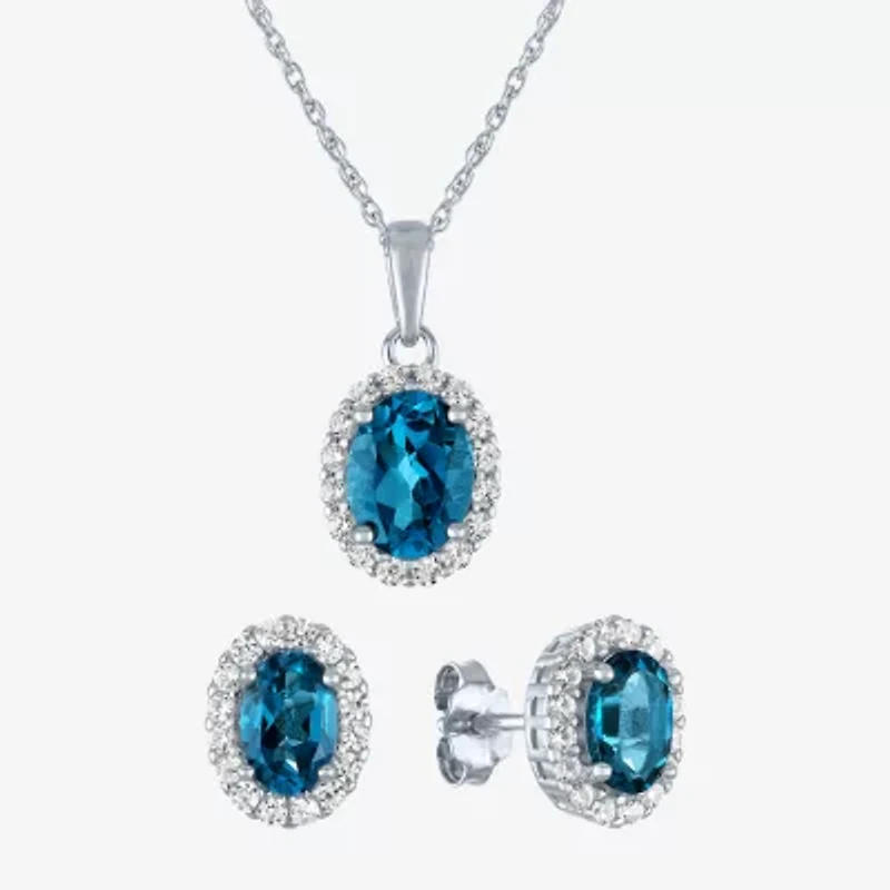 Womens Genuine Blue Topaz Sterling Silver -pc. Jewelry Set