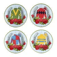 Certified International Derby Day At The Races 4-pc. Earthenware Appetizer Plate
