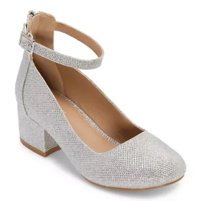 Christie & Jill Layla Girls Round Closed Toe Block Heel Pumps
