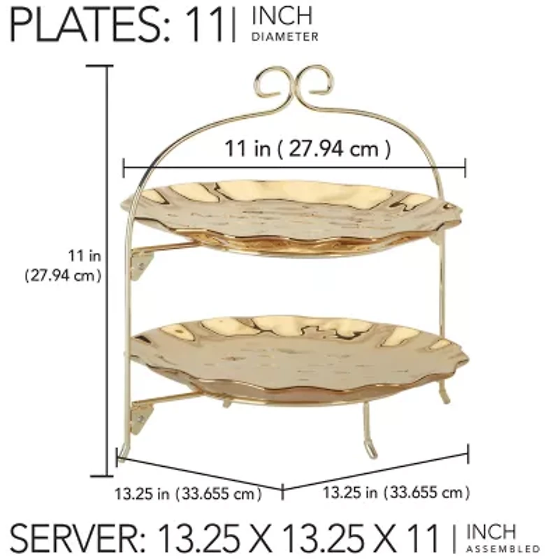 Certified International Gold Coast Porcelain Tiered Server