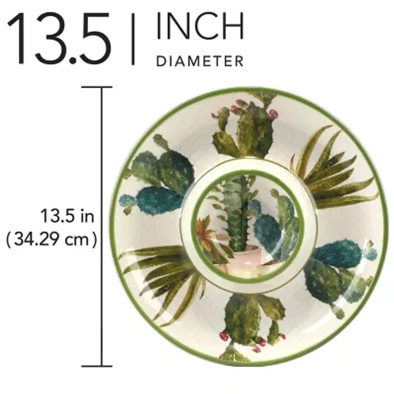 Certified International Cactus Verde Earthenware Chip & Dip Set