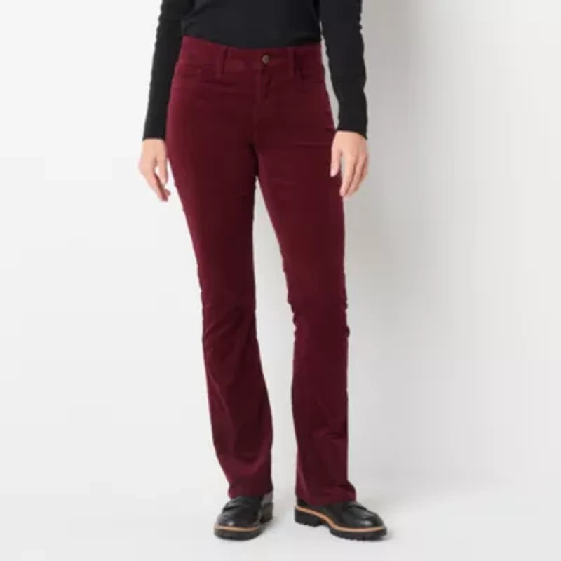 St. John's Bay Secretly Slender Womens Mid Rise Bootcut Corduroy Pant