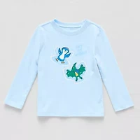 Okie Dokie Toddler & Little Boys Crew Neck Long Sleeve Regular Fit Graphic T-Shirt