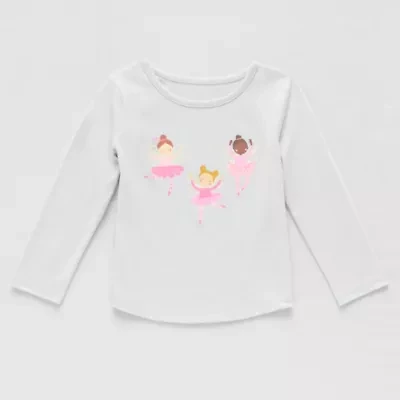 Okie Dokie Toddler & Little Girls Round Neck Long Sleeve Graphic T-Shirt