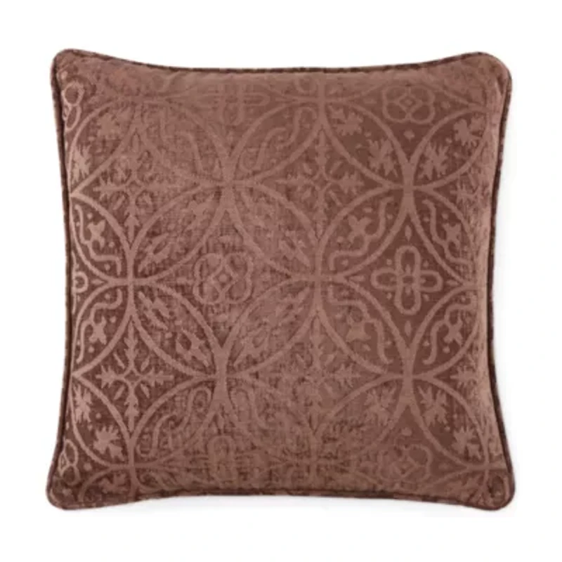 Tonal Feather Filled Medalion Square Throw Pillow