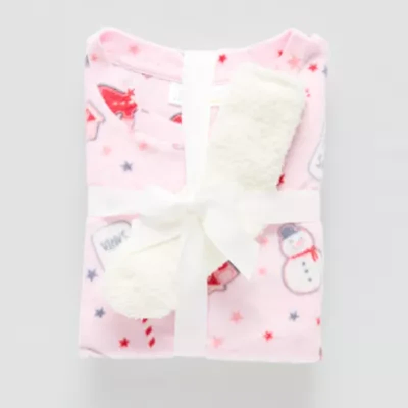 Little & Big Kid Girls Fleece Round Neck Long Sleeve 3-pc. Pajama Sets