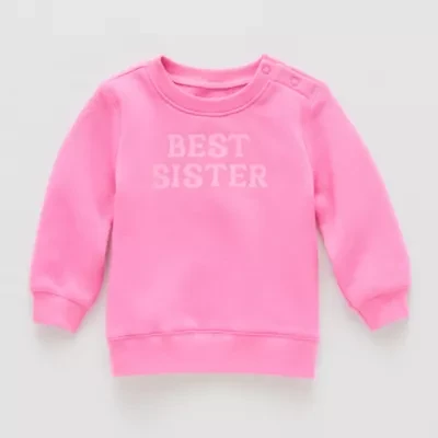 Okie Dokie Baby Girls Crew Neck Fleece Long Sleeve Sweatshirt