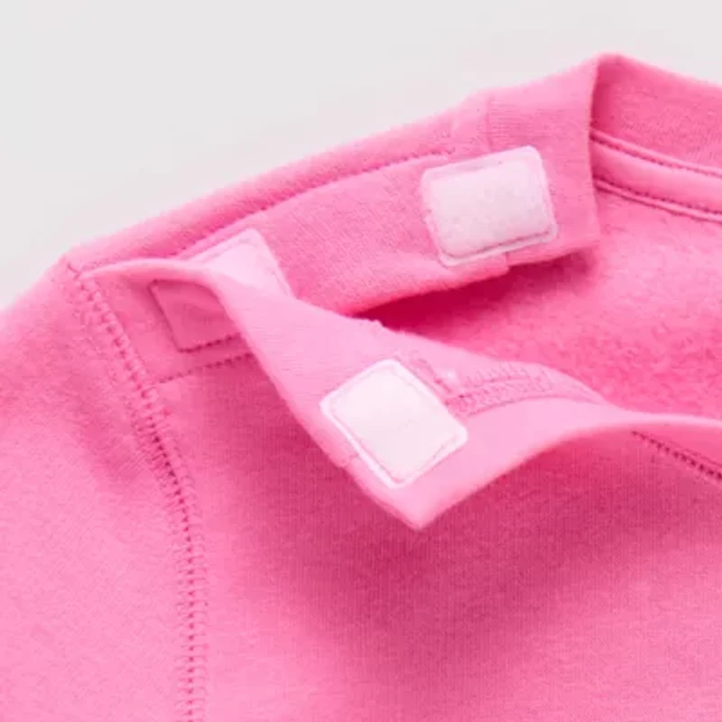 Thereabouts Bling Little & Big Kid Girls Easy-on + Easy-off Round Neck Fleece Adaptive Long Sleeve Sweatshirt