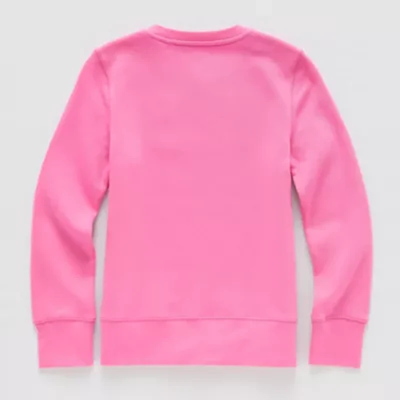Thereabouts Bling Little & Big Kid Girls Easy-on + Easy-off Round Neck Fleece Adaptive Long Sleeve Sweatshirt