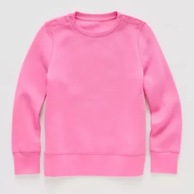 Thereabouts Bling Little & Big Kid Girls Easy-on + Easy-off Round Neck Fleece Adaptive Long Sleeve Sweatshirt