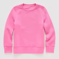 Thereabouts Bling Little & Big Kid Girls Easy-on + Easy-off Round Neck Fleece Adaptive Long Sleeve Sweatshirt
