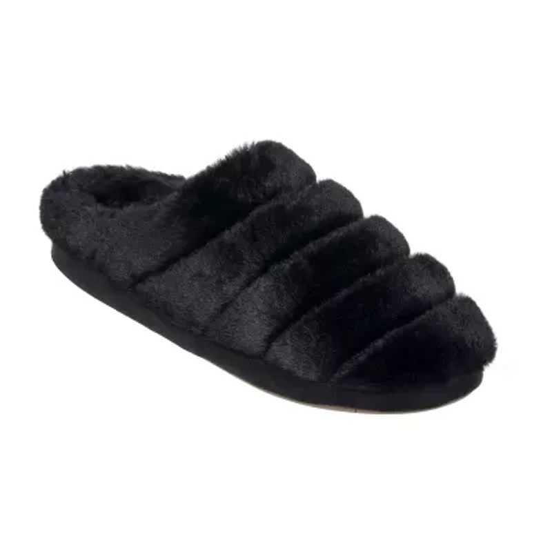 Cuddl Duds Quilted Faux Fur Womens Clog Slippers