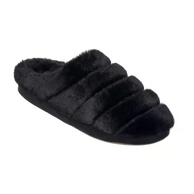 Cuddl Duds Quilted Faux Fur Womens Clog Slippers