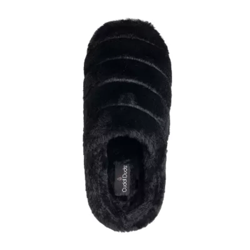 Cuddl Duds Quilted Faux Fur Womens Clog Slippers