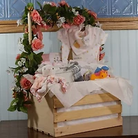 3 Stories Trading Company Baby Shower Wardrobe Gift Crate Girls 29-pc. Baby Gift Set