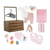 3 Stories Trading Company Baby Shower Wardrobe Gift Crate Girls 29-pc. Baby Gift Set