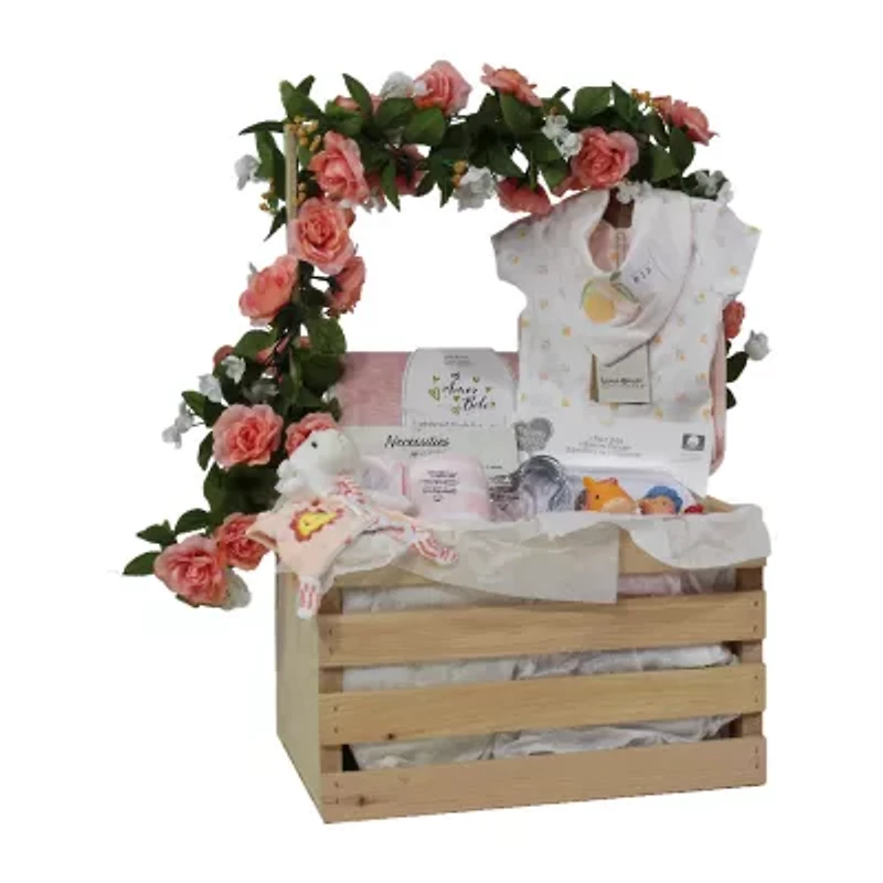 3 Stories Trading Company Baby Shower Wardrobe Gift Crate Girls 29-pc. Baby Gift Set