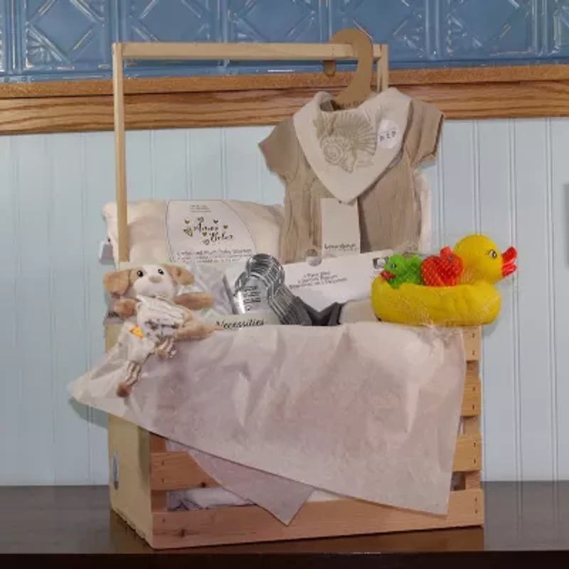 3 Stories Trading Company Baby Shower Wardrobe Gift Crate Unisex 29-pc. Baby Gift Set