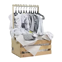 3 Stories Trading Company Baby Shower Wardrobe Gift Crate Unisex 33-pc. Baby Gift Set