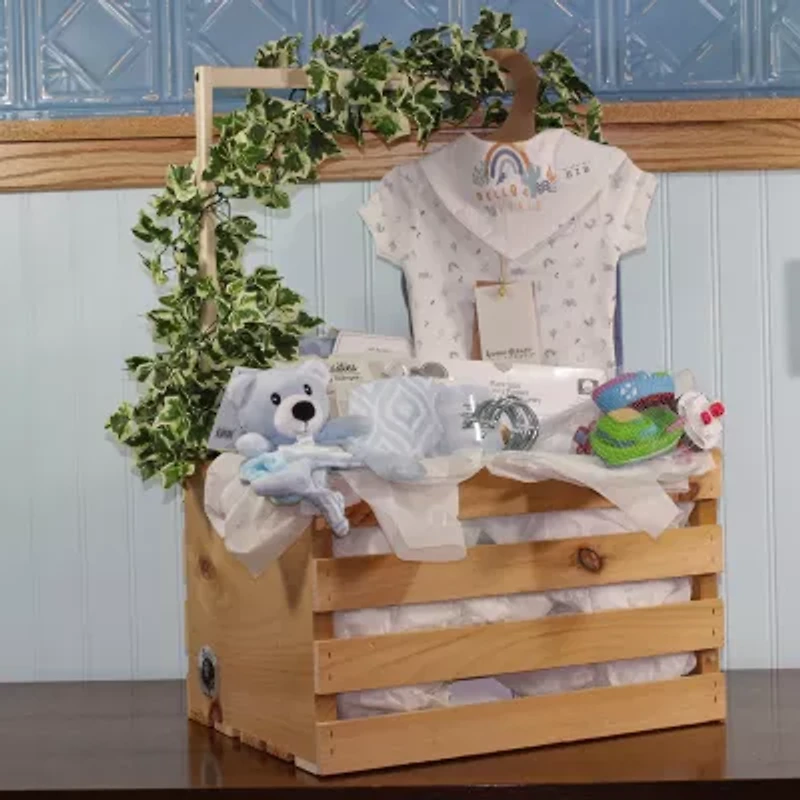 3 Stories Trading Company Baby Shower Wardrobe Gift Crate Boys 29-pc. Baby Gift Set
