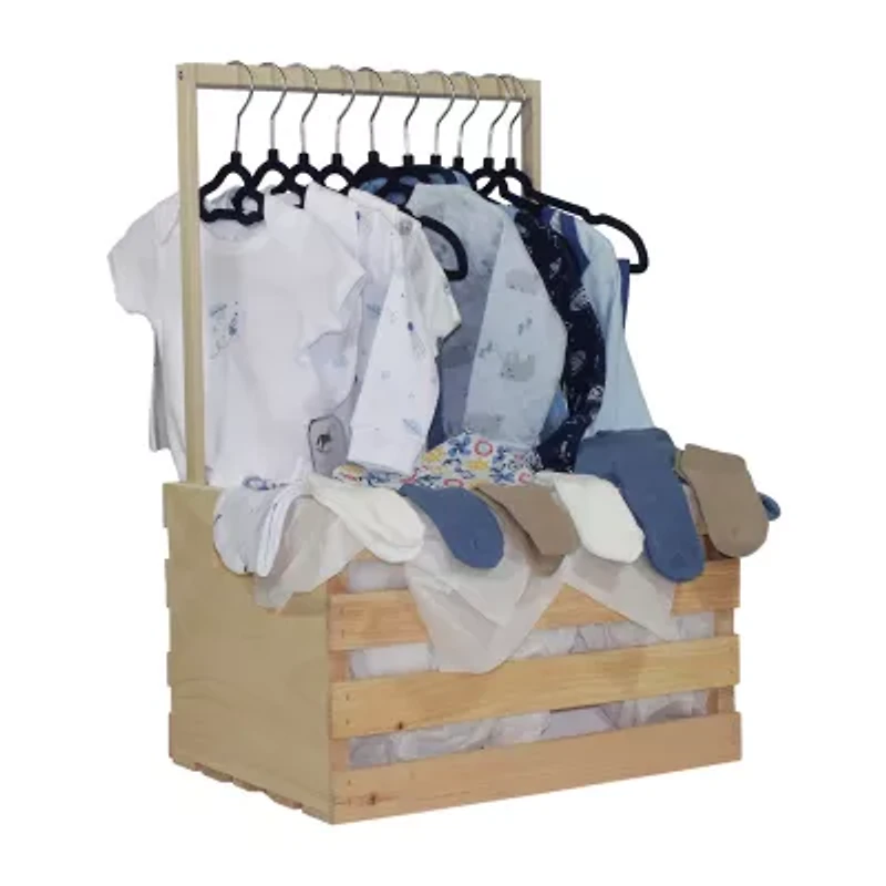 3 Stories Trading Company Baby Shower Wardrobe Gift Crate Baby Boys 38-pc. Baby Gift Set
