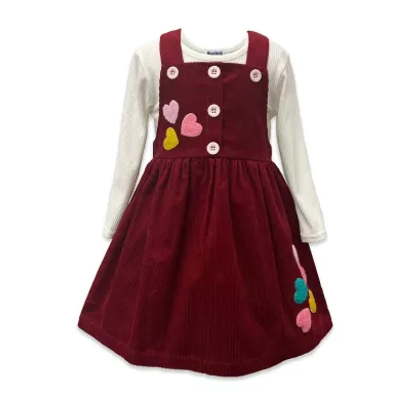 Blueberi Boulevard Toddler Girls Sleeveless Hearts Dress Set