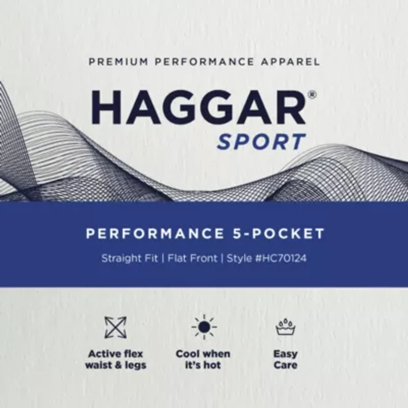 Haggar Sport Travel Performance 5 Pocket Mens Straight Fit Flat Front Pant