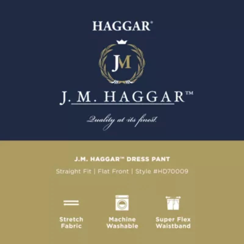 Haggar JMH Mens Comfort Waistband Straight Fit Dress Flat Front Pant