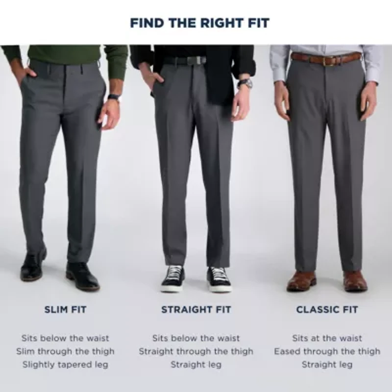 Haggar JMH Mens Comfort Waistband Straight Fit Dress Flat Front Pant