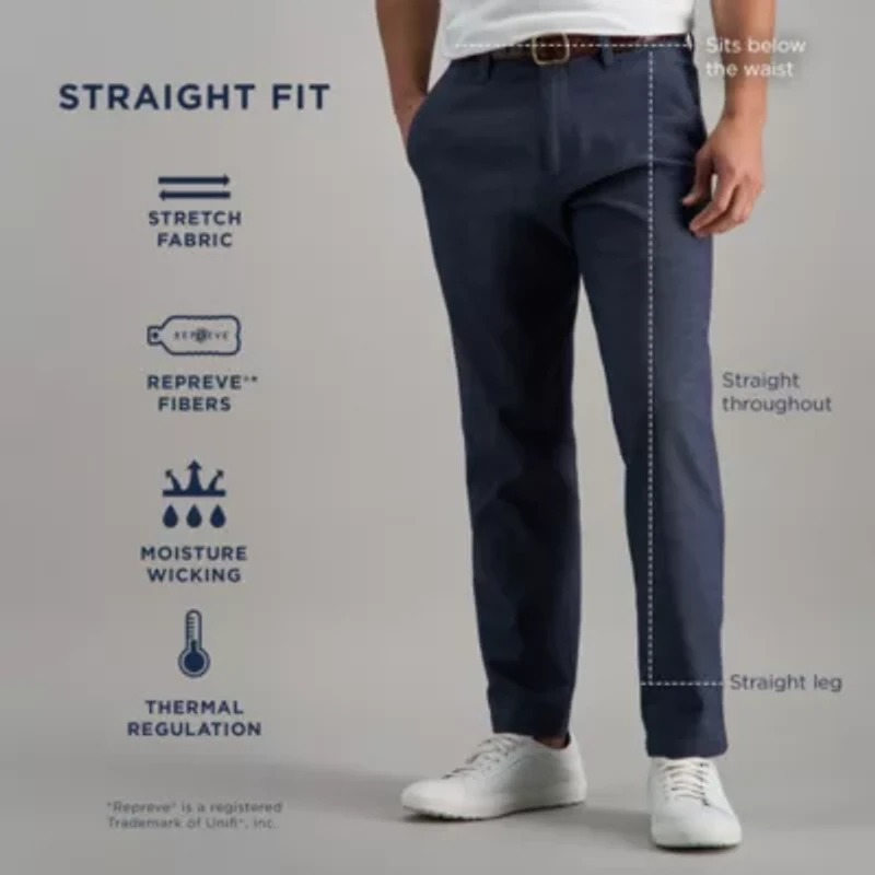 Haggar Life Khaki Comfort Chino Mens Straight Fit Flat Front Pant