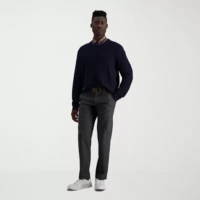 Haggar Life Khaki Comfort Chino Mens Straight Fit Flat Front Pant