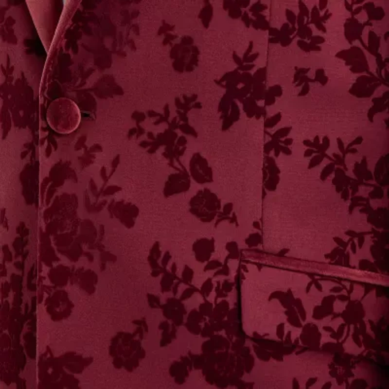 J. Ferrar Evening Edition Velour Mens Big and Tall Floral Tuxedo Jacket