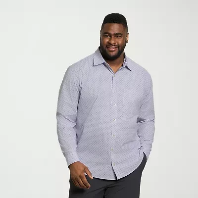 Van Heusen Originals Mens Long Sleeve Slim Fit Stretch Fabric Wrinkle Free Big and Tall Button-Down Shirt