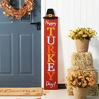 Glitzhome 58.5" Wooden "Happy Turkey Day" Thanksgiving Porch Sign