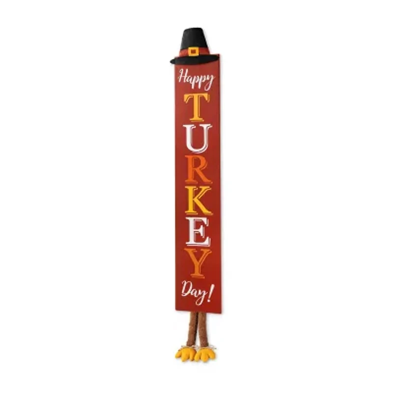 Glitzhome 58.5" Wooden "Happy Turkey Day" Thanksgiving Porch Sign