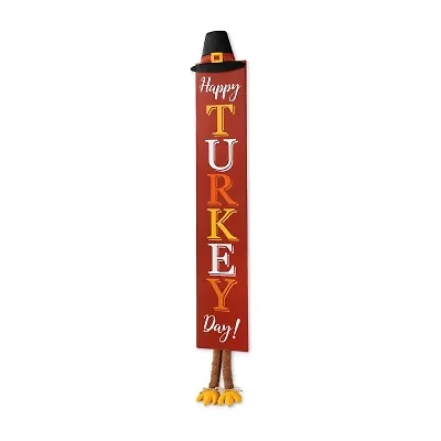 Glitzhome 58.5" Wooden "Happy Turkey Day" Thanksgiving Porch Sign