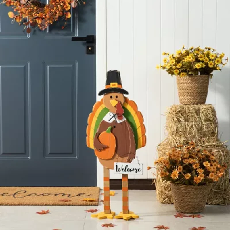 Glitzhome 30.25in Wooden Turkey Thanksgiving Porch Sign
