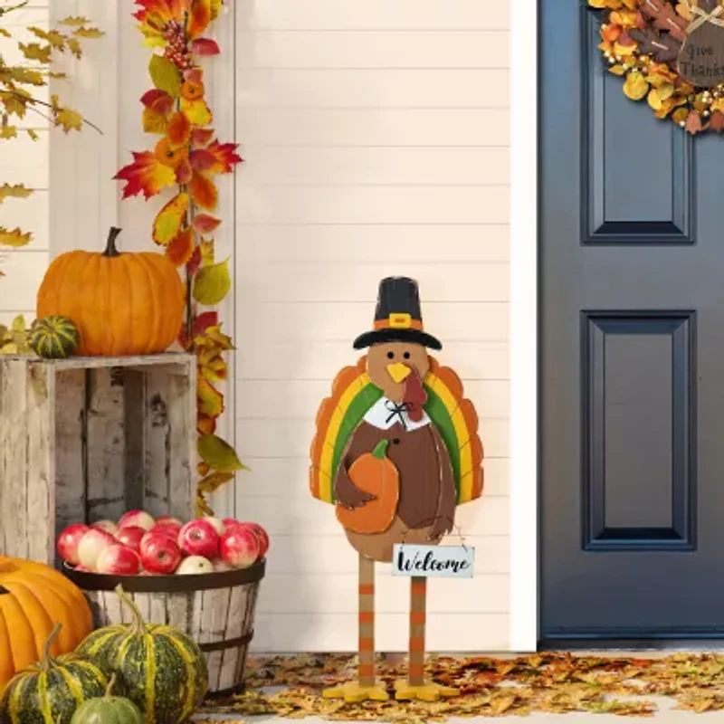 Glitzhome 30.25in Wooden Turkey Thanksgiving Porch Sign
