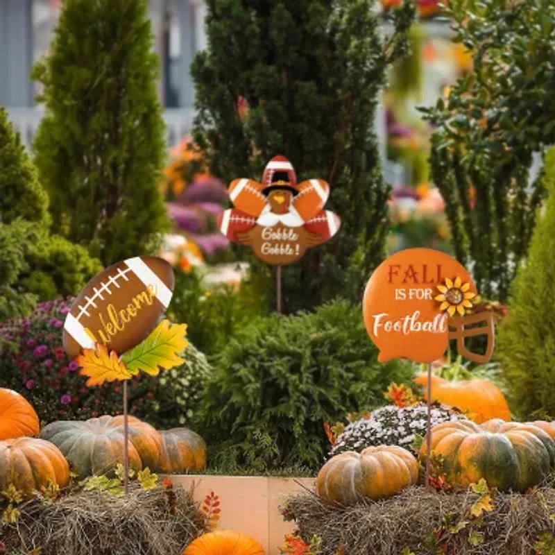 Glitzhome 24in Metal Football Turkey Thanksgiving Yard Art
