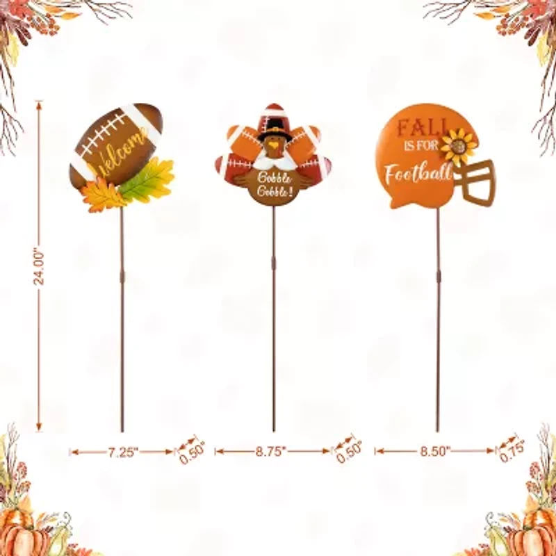 Glitzhome 24in Metal Football Turkey Thanksgiving Yard Art
