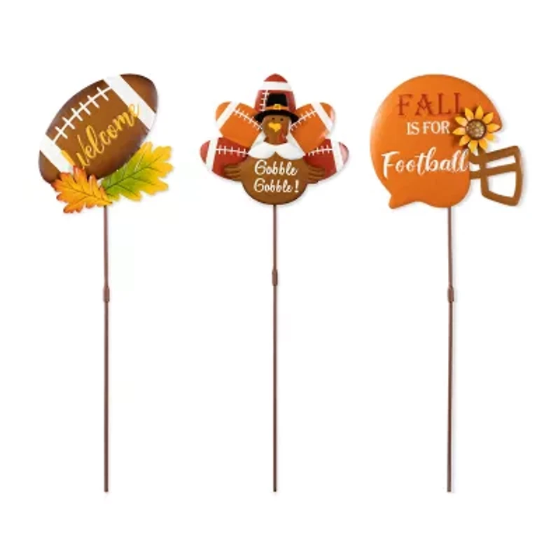 Glitzhome 24in Metal Football Turkey Thanksgiving Yard Art