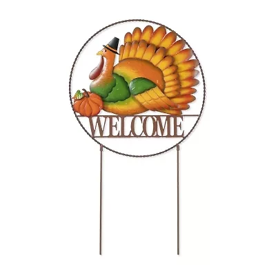 Glitzhome 30in Metal Welcome Turkey Thanksgiving Yard Art