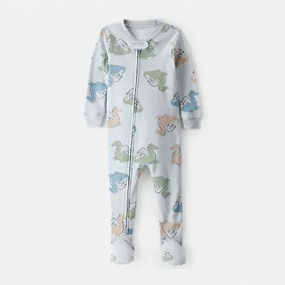 Carter's Toddler Boys Footed Rib Round Neck Long Sleeve One Piece Pajama