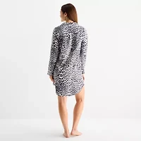 Liz Claiborne Womens Flannel Long Sleeve Nightshirt