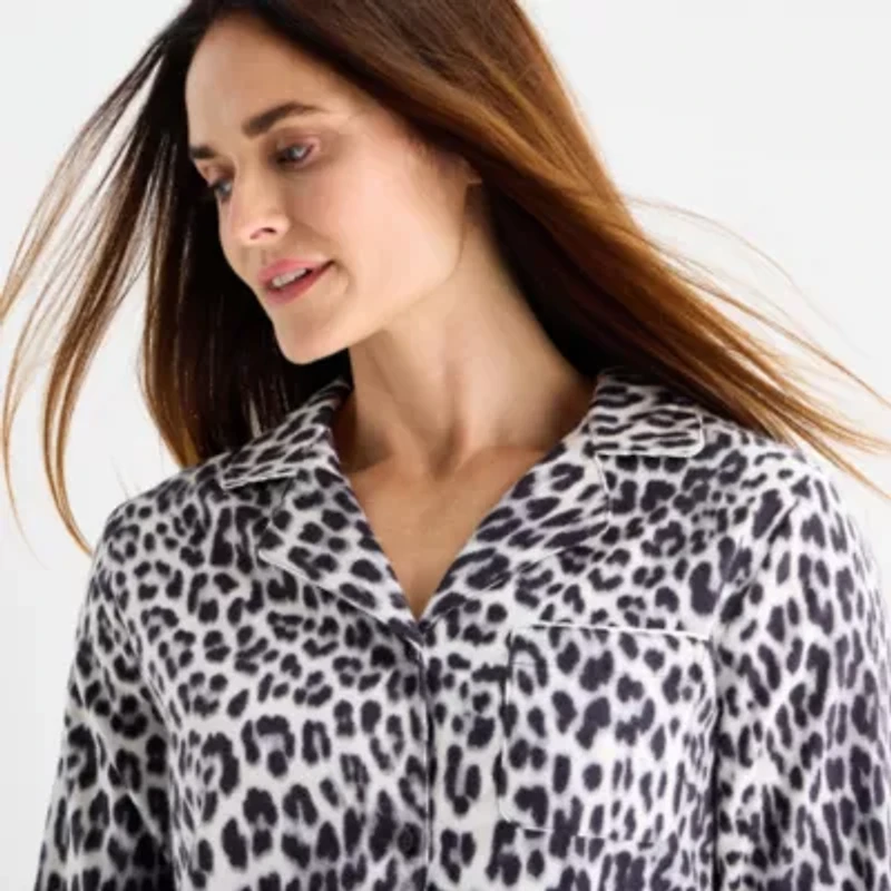 Liz Claiborne Womens Flannel Long Sleeve Nightshirt
