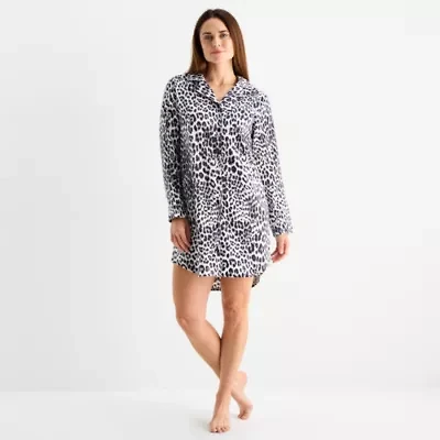 Liz Claiborne Womens Flannel Long Sleeve Nightshirt
