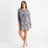 Liz Claiborne Womens Flannel Long Sleeve Nightshirt