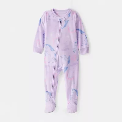 Carter's Toddler Girls Fleece Round Neck Long Sleeve Footed Pajamas