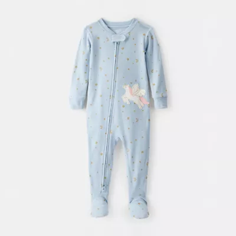 Carter's Toddler Girls Footed Rib Round Neck Long Sleeve One Piece Pajama