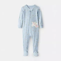 Carter's Toddler Girls Footed Rib Round Neck Long Sleeve One Piece Pajama